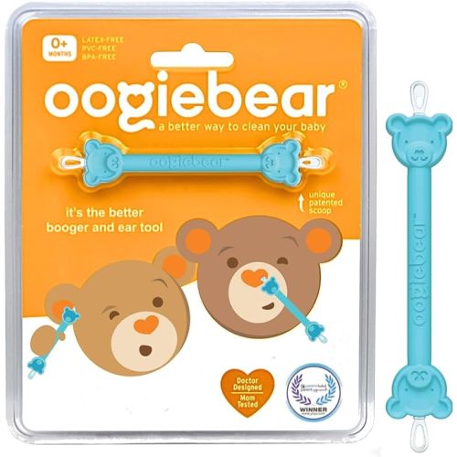 oogiebear Baby Nose Cleaner & Ear Wax Removal Tool - Safe Booger & Earwax Removal for Newborns, Infants, Toddlers - Dual-Ended - Essential Baby Stuff - 1 Blue booger picker