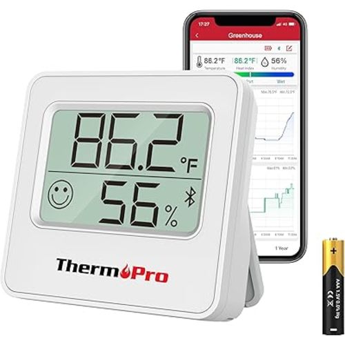 ThermoPro TP357 Digital Hygrometer Indoor Thermometer of 260FT, Bluetooth Thermometer Humidity Meter with Smart App, Room Thermometer Humidity Gauge with Temperature Humidity Sensor