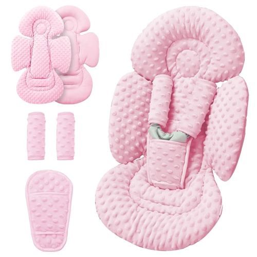 Generic Infant Insert Compatible with Mamaroo Swing & Graco Swing and Infant Car Seat, Newborn Insert Baby Head Body Support, Reversible Design, Breathable Soft Fabric, 1Pcs - Dots, Pink