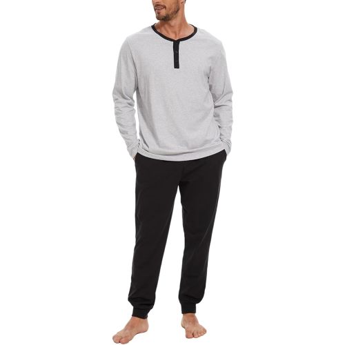 Men's Pajama Set with Henley Neckline 100% Cotton Soft and Comfortable Nightwear 2-Piece Lounge Set