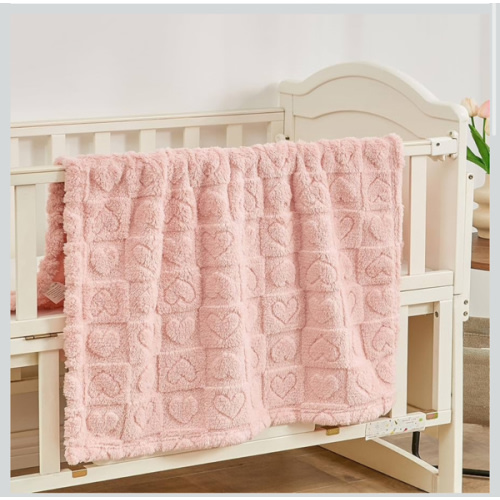 Yurhap Fleece Baby Blanket Heart Checkered Blanket, Ultra Soft Cozy Baby Blankets for Girls Boys, Fluffy Infant Toddler Newborn Receiving Blankets for Crib Stroller 30”×40” (Light Pink)