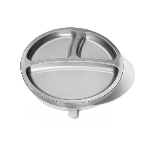Avanchy I Baby Round Divided Plate | Stainless Steel & Silicone