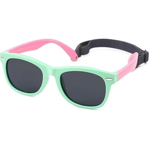 Polarized Baby Sunglasses with Strap - Unbreakable Flexible Infant Sunglasses for Toddlers Age 0-24 Months