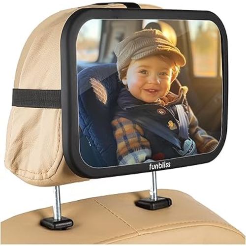 Baby Car Mirror Most Stable Backseat Mirror with Premium Matte Finish,Ultra High Definition PMMA Material, Secure and Shatterproof,Black
