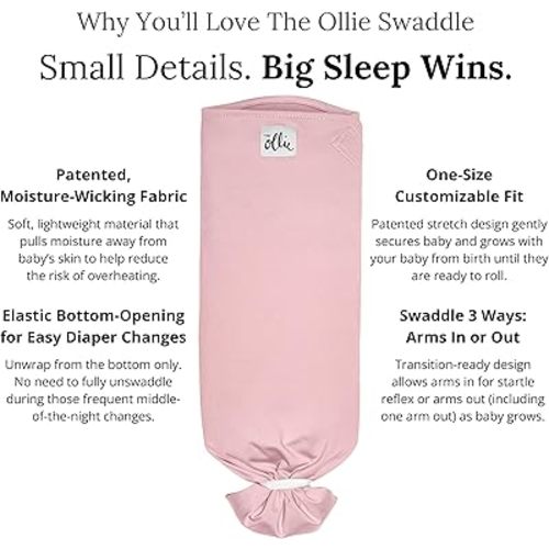 The Ollie Swaddle – Adjustable Baby Swaddle for Newborns | Pediatrician-Approved for Safe Sleep | Easy Closure | Arms-Out | Lightweight, Machine-Washable | Easy Diaper Access