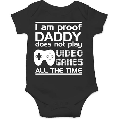 CBTwear Proof Daddy Does Not Play Video Games All the Time - Baby Clothes - Funny Newborn Bodysuit Outfits for Boys and Girls