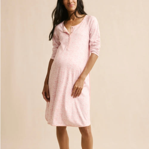 LAKE | Women | Pima Cotton Pajamas | Hydrangea Maternity Long Sleeve Nightgown