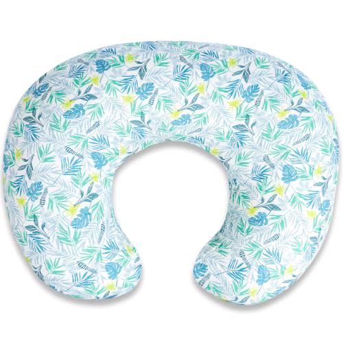 Nursing Pillow - Breastfeeding Pillow with Breathable Filling & Removable Cover, Ergonomic Support for Breastfeeding & Bottle (Leaves White,0-12 Months)