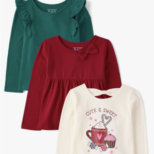 The Children's Place Baby Girls' and Toddler Assorted Long Sleeve Knit Shirt