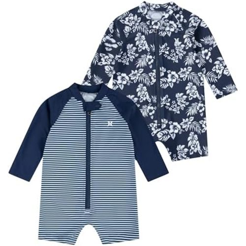 Hurley Unisex Baby 2-Pack Long Sleeve Rash Guard Coverall
