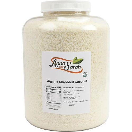 Anna and Sarah Organic Unsweetened Medium Shredded Coconut, 6 lb Jar