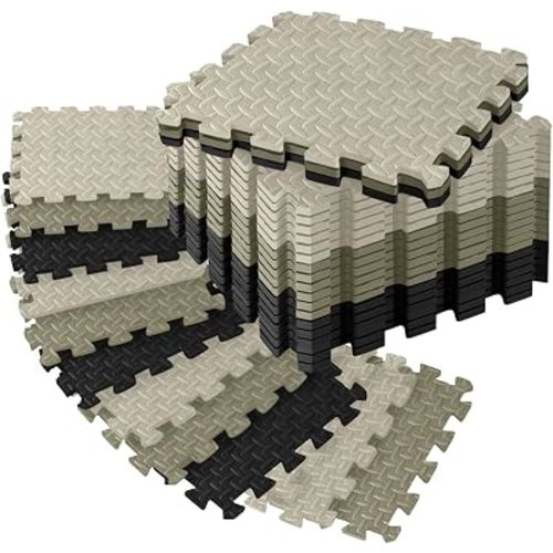 18pcs Puzzle Exercise Mat, 12.6"x12.6"x0.4", 18sqft EVA Interlocking Foam Floor Tiles, Protective, Water-Resistant Flooring for Home Gym & Workout Equipment