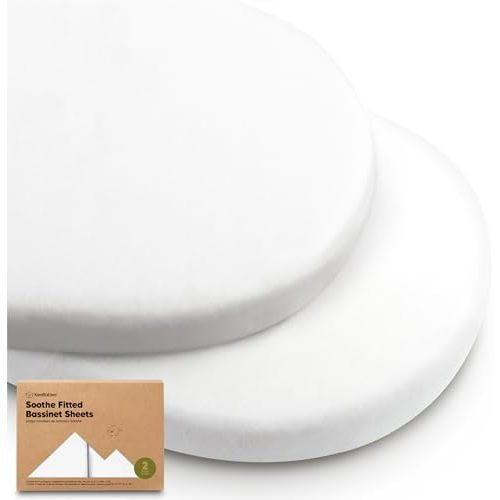 2pk Organic Baby Bassinet Sheets Boys, Girls, Fitted Sheet (Soft White)
