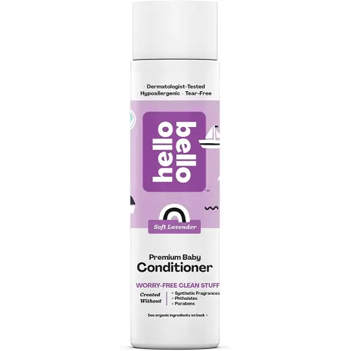 Hello Bello Soft Lavender Conditioner | Hypoallergenic, pH-Balanced & Dermatologist-Tested, Plant Based Formula for Babies and Kids | 10 FL Oz