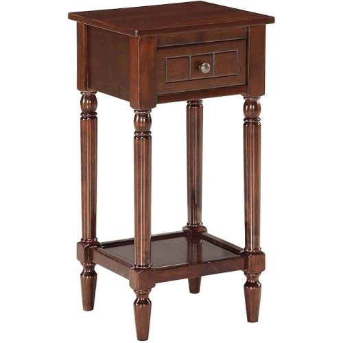 Convenience Concepts French Country Khloe 1 Drawer Accent End Table 14" - Traditional Farmhouse Side Table with Storage Drawer and Shelf for Living Room, Espresso