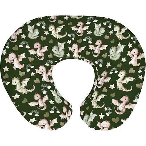 Fairytale Dragon Love Stars Baby Nursing Pillow Covers for Boy Girl Baby Dragons Purple Nursery Feeding Pillowcase for Breastfeeding Pillows Fantasy Animal Soft Stretchy Slipcover for Newborn Infant
