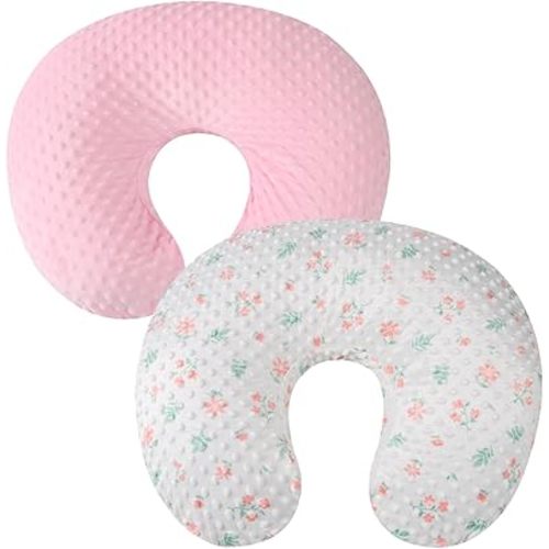 Dot Nursing Pillow Cover Set 2 Pack Nursing Pillow Slipcovers, Ultra Soft Compatible with Boppy Pillow,Standard Pillow for Baby Boy Girl Light Pink, Floral