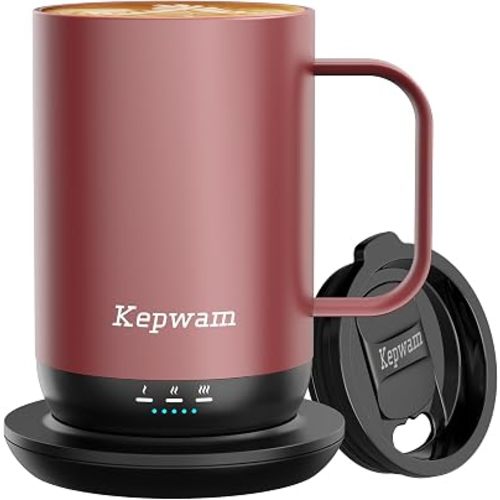 Kepwam Self-Heating Coffee Mug T1, 16oz Rechargeable Heated Coffee Mug, Smart Coffee Warmer Mug with App-Controlled,Advanced Temperature-Controlled Heating Coffee Gifts for Women Men Coffee Lover