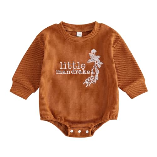 Unisex Baby Boy Girl Fall Outfit Little Mandrake Bodysuit Long Sleeve Bubble Romper Magic Baby Outfit