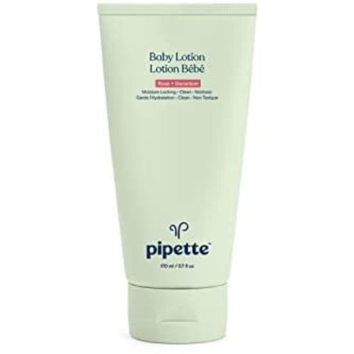 Pipette Baby Lotion - New & Improved Formula, Hydration & Natural Moisture of Baby's Delicate Skin, Renewable Plant-Derived Squalane, Rose + Geranium Aroma, 5.7 fl oz