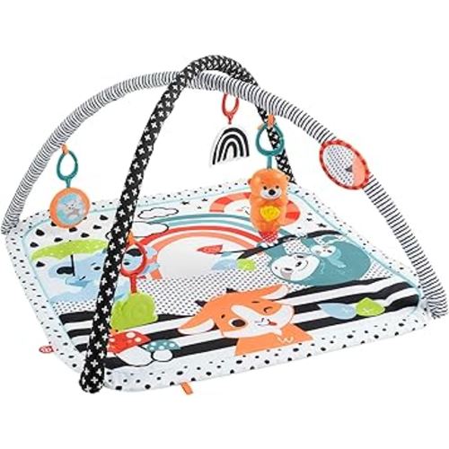 Fisher-Price 3-in-1 Music, Glow and Grow Gym, Infant Activity Play mat for Tummy time and take Along