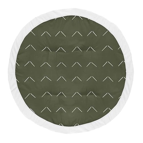 Sweet Jojo Designs Hunter Green Boho Arrow Boy or Girl Baby Playmat Tummy Time Infant Play Mat - White Bohemian Woodland Tribal Southwest Chevron Geometric Herringbone Woodland