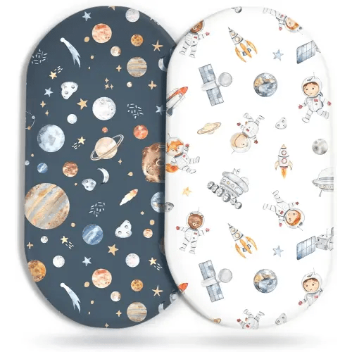 Ultra Soft Fitted Bassinet Sheet Set 2 Pack Space Stylish Print