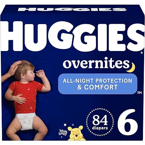 Huggies Size 6 Overnites Baby Diapers: Overnight Diapers, Size 6 (35+ lbs), 84 Ct (2 Packs of 42)