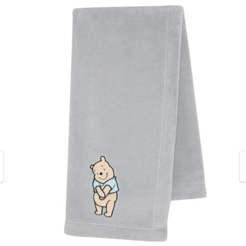 Lambs & Ivy Disney Baby Winnie the Pooh Hugs Gray Soft Fleece Baby Blanket