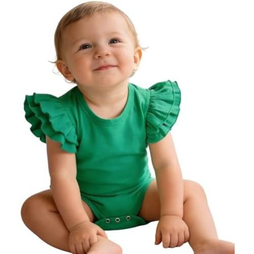 Baby Girl Solid Color Romper Infant Ruffle Sleeve Bodysuit One Piece Outfit Toddler Jumpsuit clothes