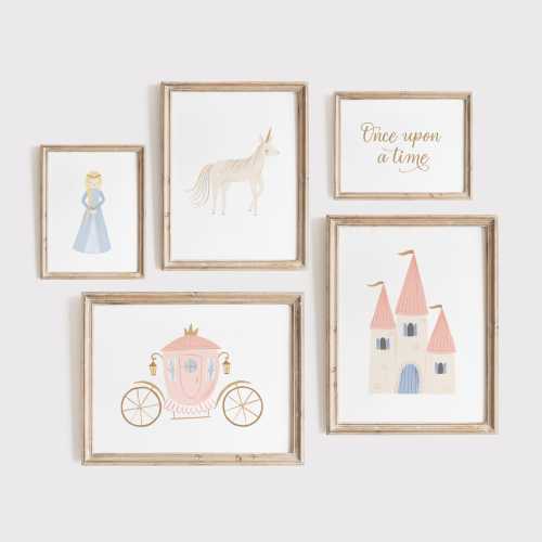 Princess Wall Art, Printable Princess Nursery Decor, Princess Gallery Wall Prints for Girls Room, Castle Carriage Unicorn, DIGITAL DOWNLOAD