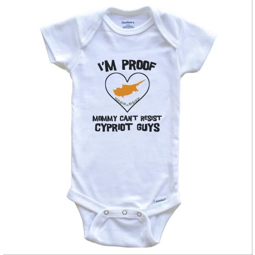 I'm Proof Mommy Can't Resist Cypriot Guys Cyprus Flag Heart Baby Bodysuit - Cute One Piece Baby Bodysuit
