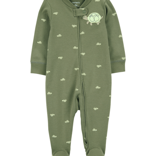 Green Baby Boy Turtle Print 2-Way Zip Cotton Sleeper Pyjamas - Green | Carter’s Oshkosh Canada