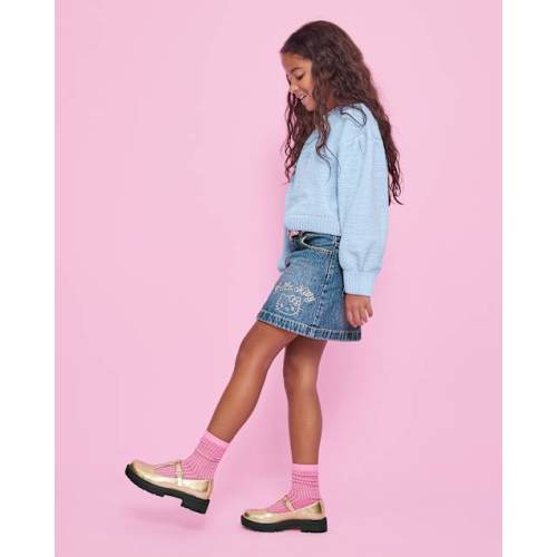 Girls Hello Kitty® Rhinestone Denim Skirt - Blue