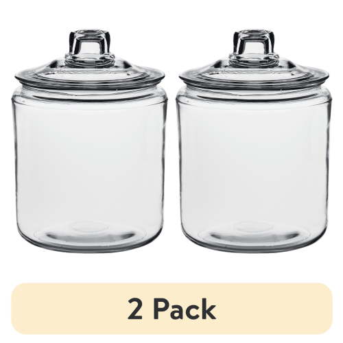 (2 pack) Anchor Hocking Heritage Hill Glass Jar with Lid, 1 Gallon, Well Suited to Pantry Jar Storage and Display