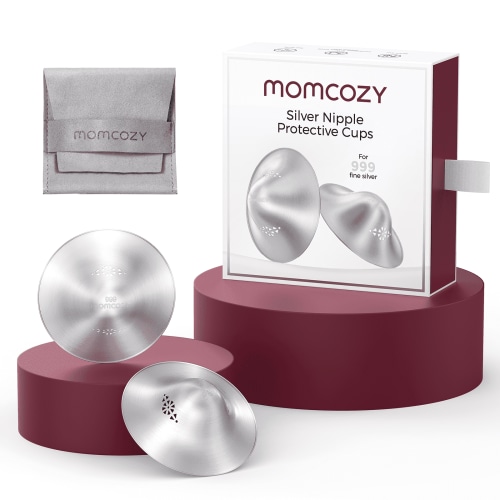 Momcozy 999 Silver Perforated Nursing Cups for Breastfeeding Essential, Regular Size