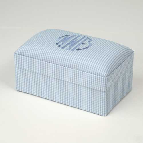 Seersucker Check Cotton Small Baby Keepsake Box // Memory Box with Personalized Name or Monogram