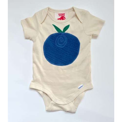 Handmade Blueberry Appliqué Baby Romper| Whimsical Fruit bodysuit