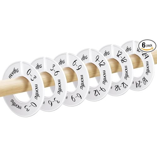 Pro Goleem Baby Closet Dividers Unisex Baby Closet Organizer for Nursery Baby Clothes Size Age Dividers Fits 1.5" Rod 6 PCS