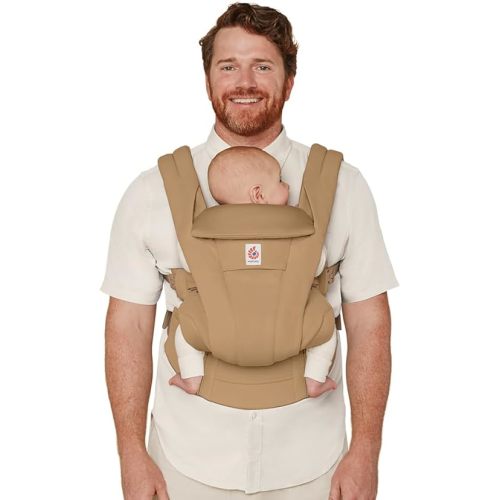 Ergobaby Omni Deluxe Baby Carrier Newborn to Toddler - Breathable Baby Carriers for Summer - All-Position Carrier with Enhanced Lumbar Support & Airflow (7-45 Pounds), Cotton, Camel