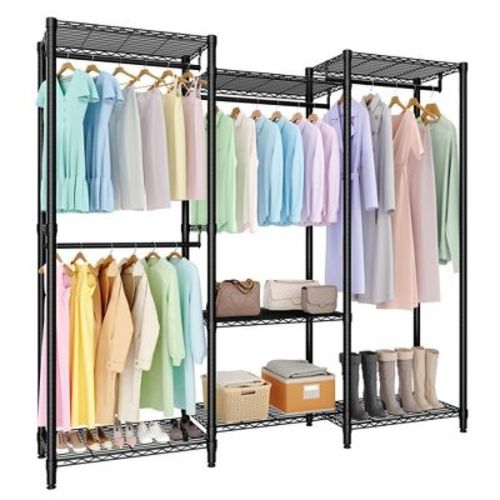 Heavy Duty Clothes Rack, 4 Hanging Rods, 1631 lbs Capacity, Freestanding Portable Closet Organizer, Black