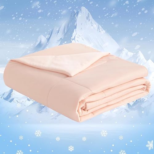 NTBAY Cooling Throw Blanket, 50x60 Inches - Japanese Double-Sided Cool Fabric with Q-Max 0.43, Soft Summer Couch Blanket for Adults, Kids and Pets, Coral Pink