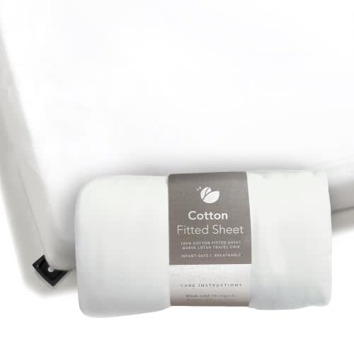 Guava Family Lotus Travel Crib Sheet | Fiited & Breathable | 100% Cotton | 1 Fitted Sheet for Baby with Reinforced Buckle & Velcro Slot | Wrinkle Resistant, Soft, Strechy | Premium Snug Jersey Knit