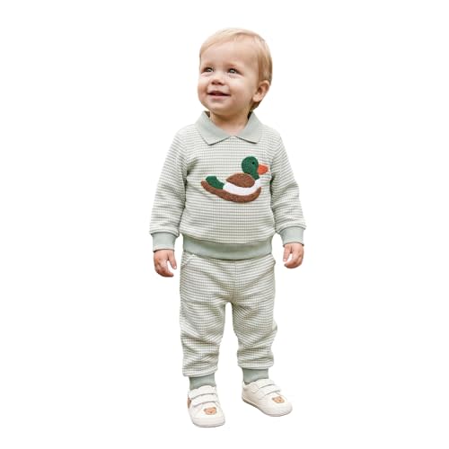 MERSARIPHY Toddler Baby Boys Fall Winter Clothes Mallard Duck Infant Long Sleeve Sweatshirt Pant Set 2pcs Duck Hunter Outfits