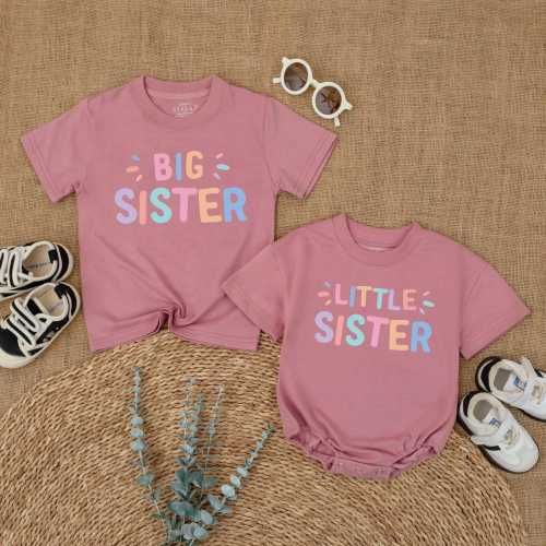 Big Sister Little Sister Matching Shirts, Sibling Outfits for Girls, Sister Toddler Shirt, Coming Home Outfit, Bubble Romper, New Baby Gift