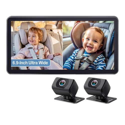 Amazon.com: 2-Kids Baby Car Camera for Seat: 6.9 Inch Ultrawide Display with Two Cameras Rear Facing - USB Powered Backseat Camera HD 1080P Easy to Install : Baby