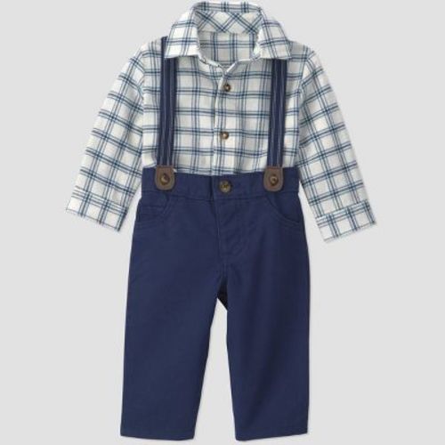 Carter's Just One You® Baby Boys' Gingham Suspender Set - Navy Blue Newborn