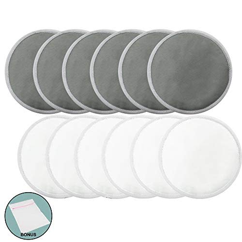 Jalousie Reusable Bamboo Fiber Nursing Pads with Bonus Laundry Bag - Include 12 Bamboo Nursing Pads Laundry Bag