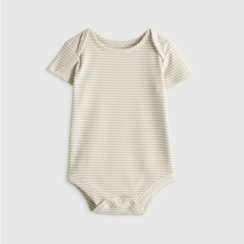 Softest Rib Short Sleeve Bodysuit  in Navy Stripe