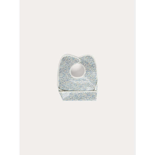 Clip-on bib in blue Liberty fabric in coated organic cotton